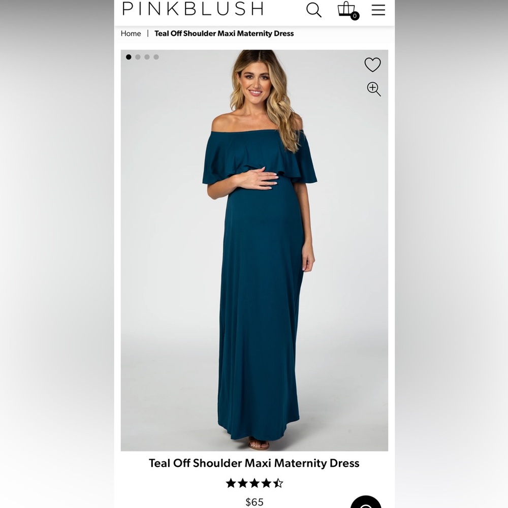 Pink Blush Teal Off Shoulder Maxi Maternity Dress